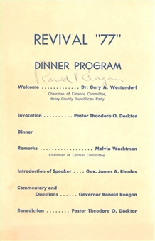 1977 Ronald Reagan Signed Dinner Program (Beckett)